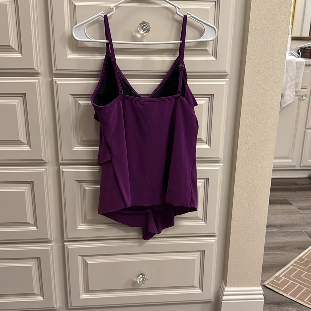 Magicsuit Rich Purple Layered Swim Tankini Top size 12 - Picture 2 of 6